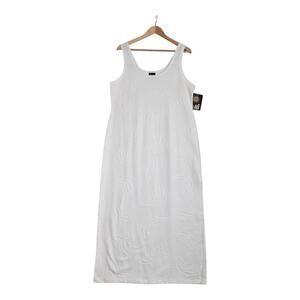 Dotti Beach Coverup Maxi Dress Sz L White Sleeveless Side Slit Swim Vacay READ